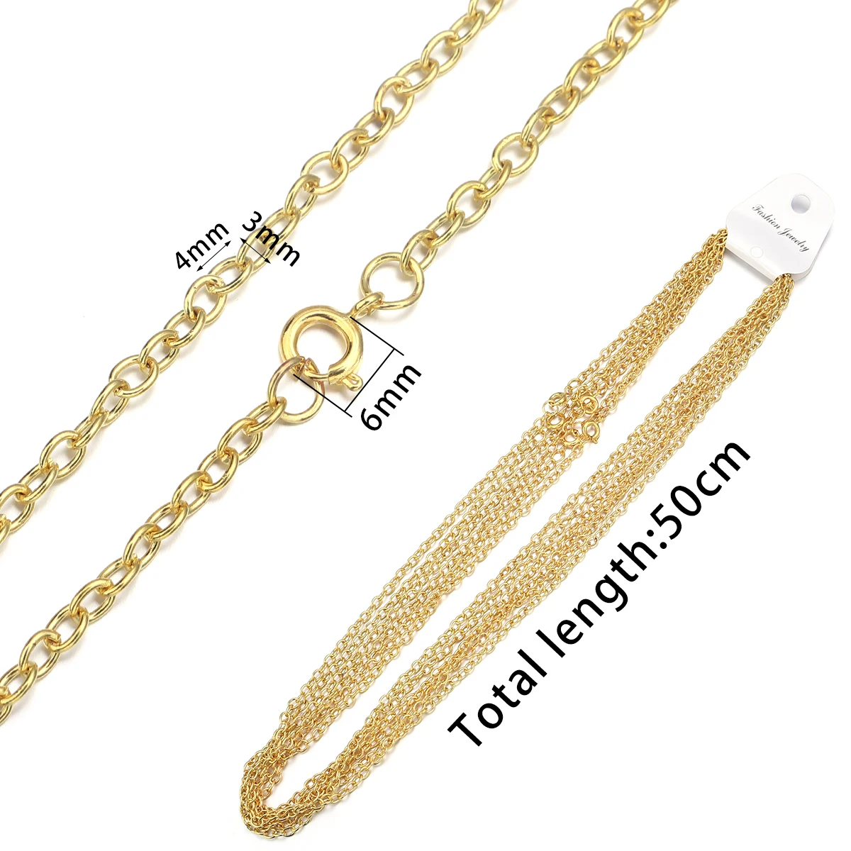 LOULEUR 6 strand/lot Metal Chains Necklace For Men Length 50cm Lobster Clasp Chains For Jewelry Making DIY Pendant Necklace