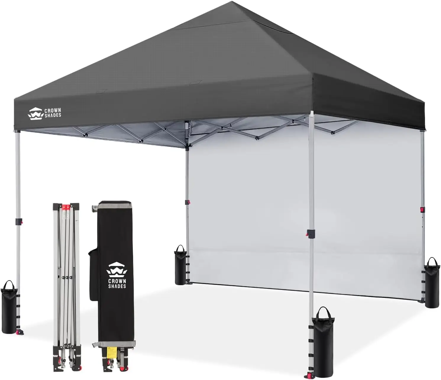 

8x8 Pop Up Canopy with 1 Side Wall - Beach Tent with One Push Setup - Outdoor Sun Shade for Events, Parties, Camping - Gazebo