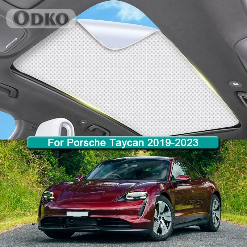 Car Roof Sunshade Fit For Porsche Taycan 2019-2023 2024 Electrostatic Adsorption Sunroof Sunshade Skylight Blind Shading Sticker