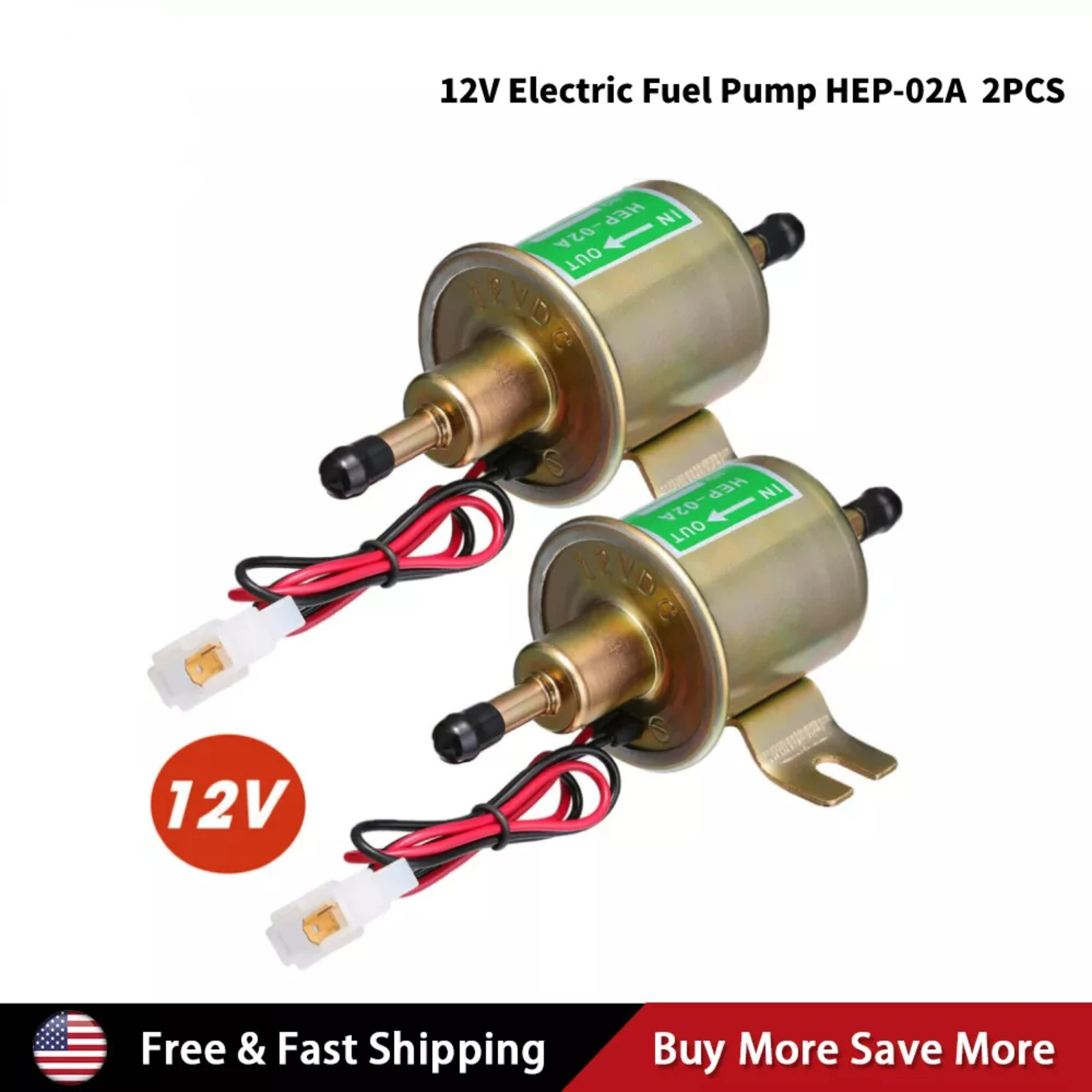 

2 Packs 12V Fuel HEP-02A Inline Low Pressure Gas Diesel