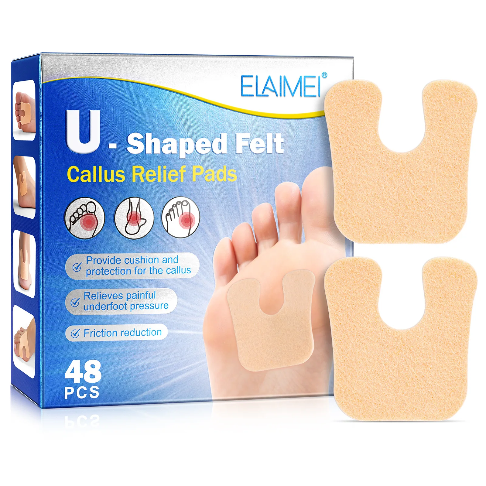 48pcs Callus Cushions Soft Comfortable Anti-Callus Foot Cushion Friction Reduction Pain Pressure Relief Foot Care
