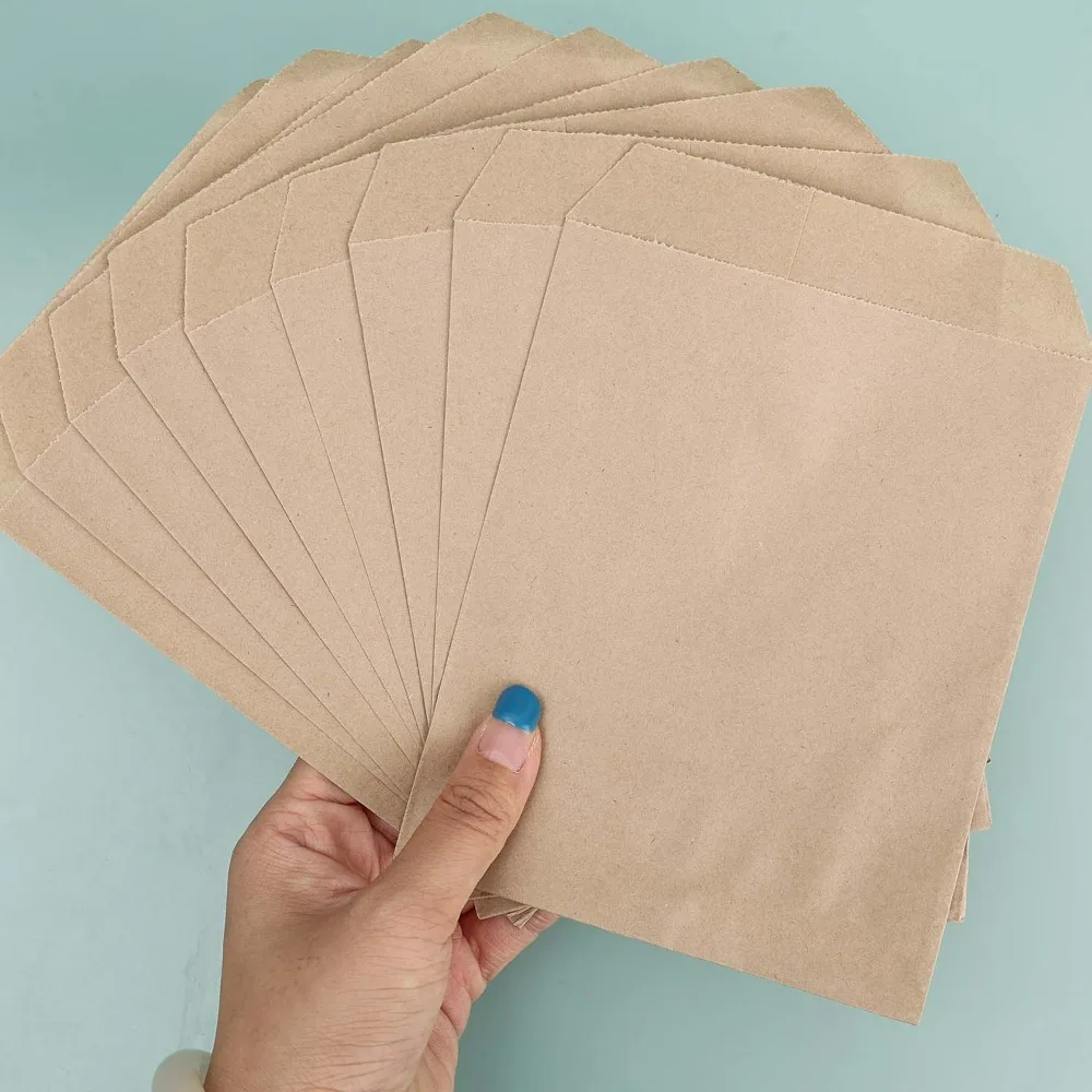 100-10pcs Kraft Ware Bag Party Favor Bag Envelopes Merchandise Bags for Snack Cookie Popcorn Candy Sandwich Gift 10x15cm/13x18cm