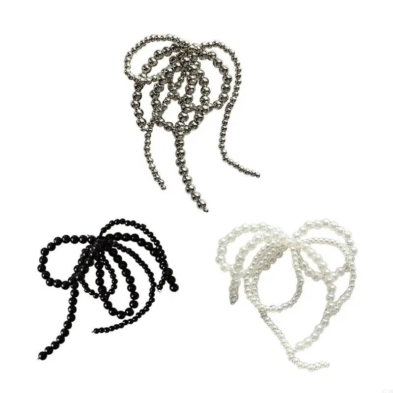 573B Stylish Bowknot Shoe Buckle Pearl Bows Shaped Shoe Clip DIYs Supplies for Keychain Neckalce Earrings Jewelry Making Tool