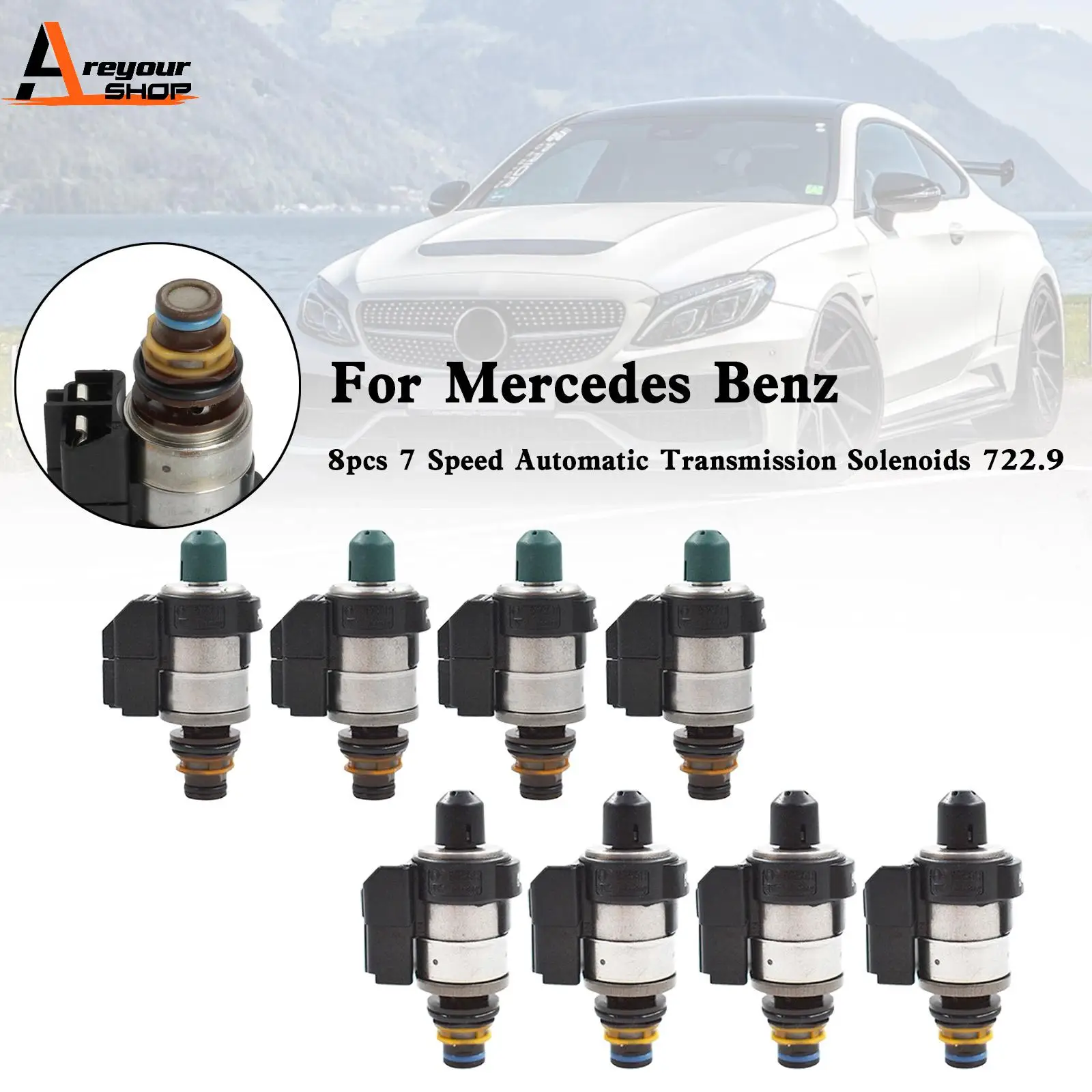 Areyourshop 8pcs 7 Speed Automatic Transmission Solenoids 722.9 For Mercedes Benz