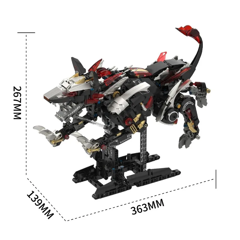 891PCS Mechanical Wolf Hunter Building Blocks,Creative Animal Mecha Biomimetic Joint Desktop Ornament Puzzle Toys Birthday Gifts