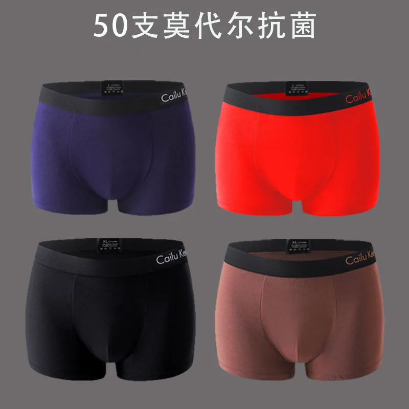 2024 New 5pcs Modal Cotton Men Underwear Antibacterial Breathable Comfortable Male Flat Corner Underwears