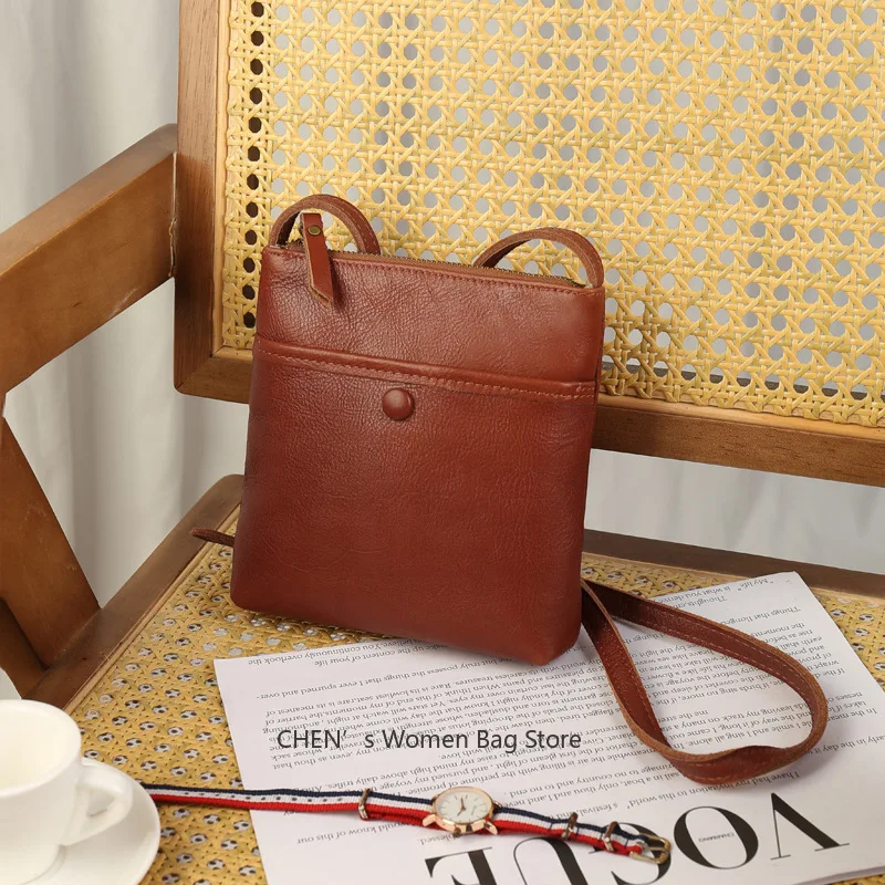 

Women's Mini Bag 2025 New Fashionable Versatile Shoulder Crossbody Bag Simple Commuting Genuine Leather Phone Bag