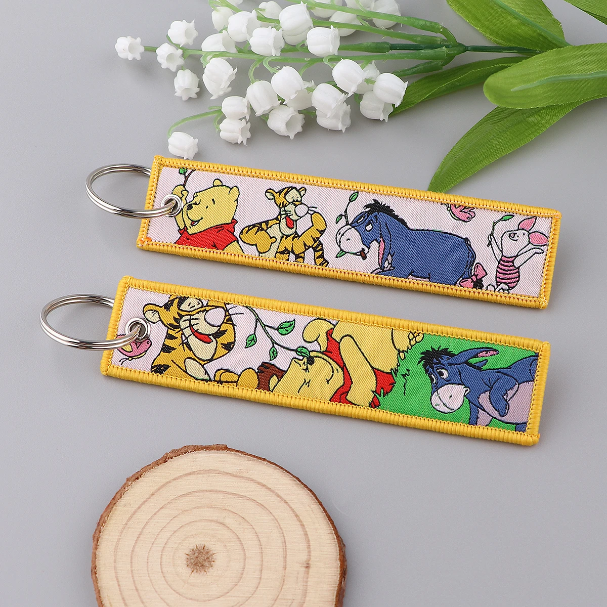 The Beauty and The Beast Key Tag Embroidery Jet Tag Cute Keyring Motorcycles Cars Keychain Key Holder Accessories Gifts 1PCS