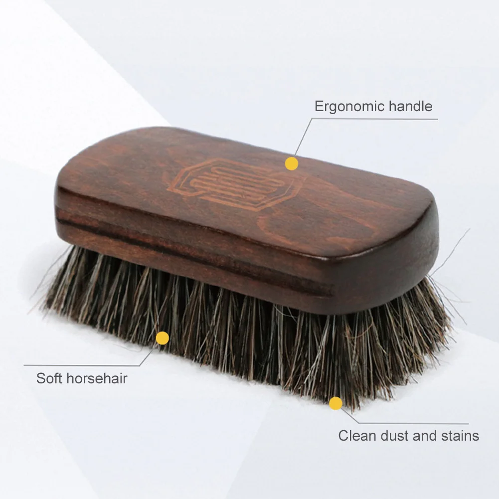 Brosse à livres en cuir de crin de cheval doux, véritable, outil de détail intérieur de voiture, livres et lavage