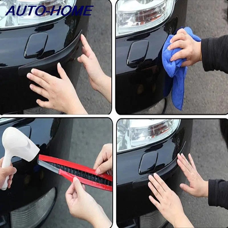 2pcs Car Bumper Kit ProtectorCarbon Fiber Texture Rubber Auto Body Corner Guard Scratch Sticker