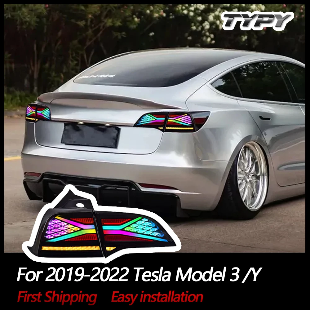 Car Lights For Tesla Model 3/Y RGB 2019-2022 Taillight LED Projetor Tail Lamp Daytime Running Light Automotive Accessories