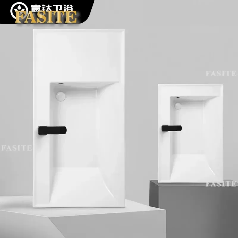 For Square Ceramic Wash Basin Integrated Countertop Sink Large Single Bowl Simple Modern Bathroom Vanity Top for Small Space