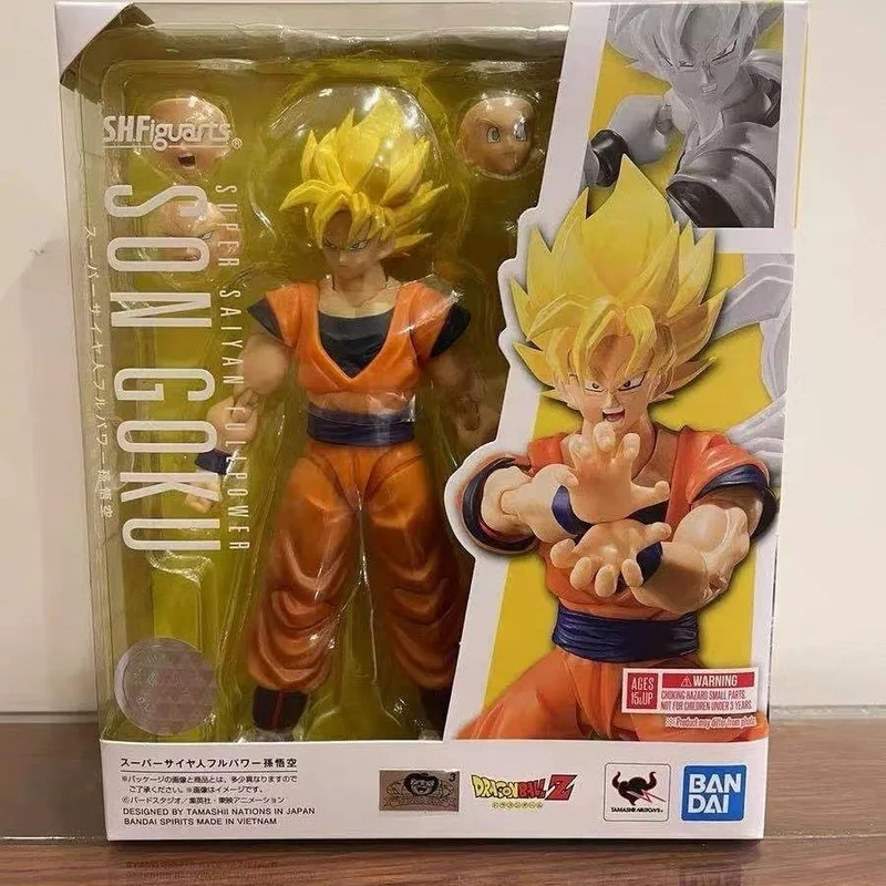 Original Bandai Shfiguarts Dragon Ball Z Full Power Son Goku Ssj2 Pvc Action Figures 140mm Movable Anime Figurine Toy Model