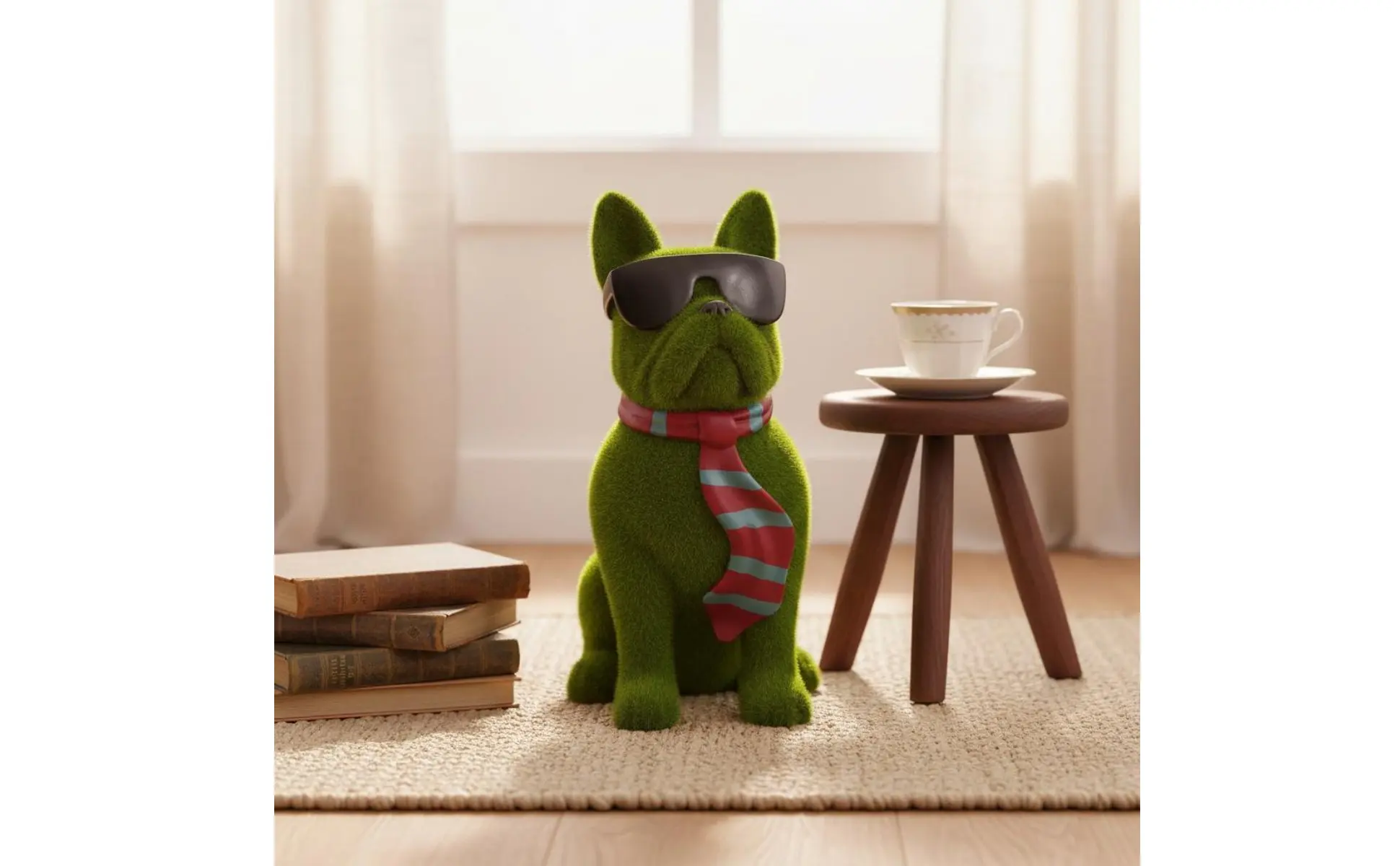 Flocked Dog Statue Whimsical Look Sunglasses Dog Figurine Bulldog Breed Statue Resin Statue Scarf Home Decor Lifelike Details https://ae-pic-a1.aliexpress-media.com/kf/S051ea48320894a16b0e1ad8afb1bb339U.jpg