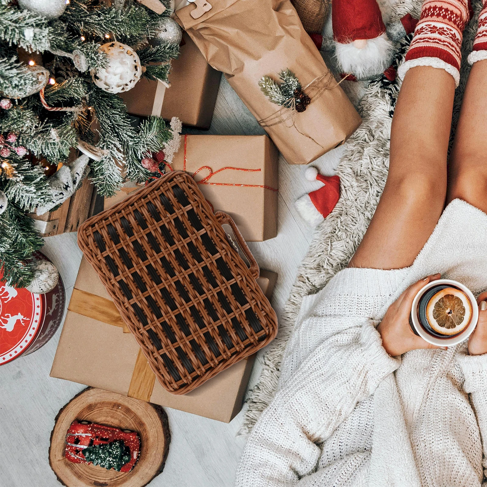 

Retro Suitcase Vintage Storage Handwoven Gift Box Plastic Woman Simulation Rattan Woven Suitcase Imitation Rattan Storage Box