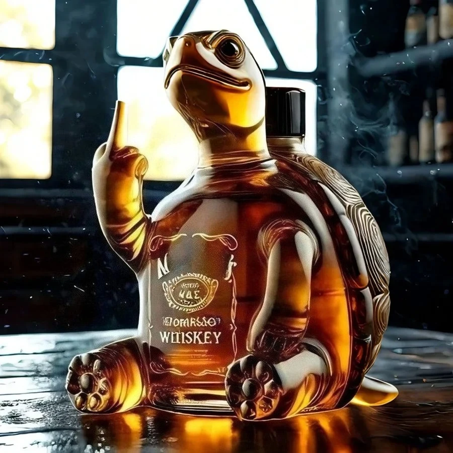 Decantador de vidrio para whisky, divertido dedo medio, pato, tortuga, perro, 10Oz, botella de vino y whisky, estatua decorativa para Bar, oficina y hogar