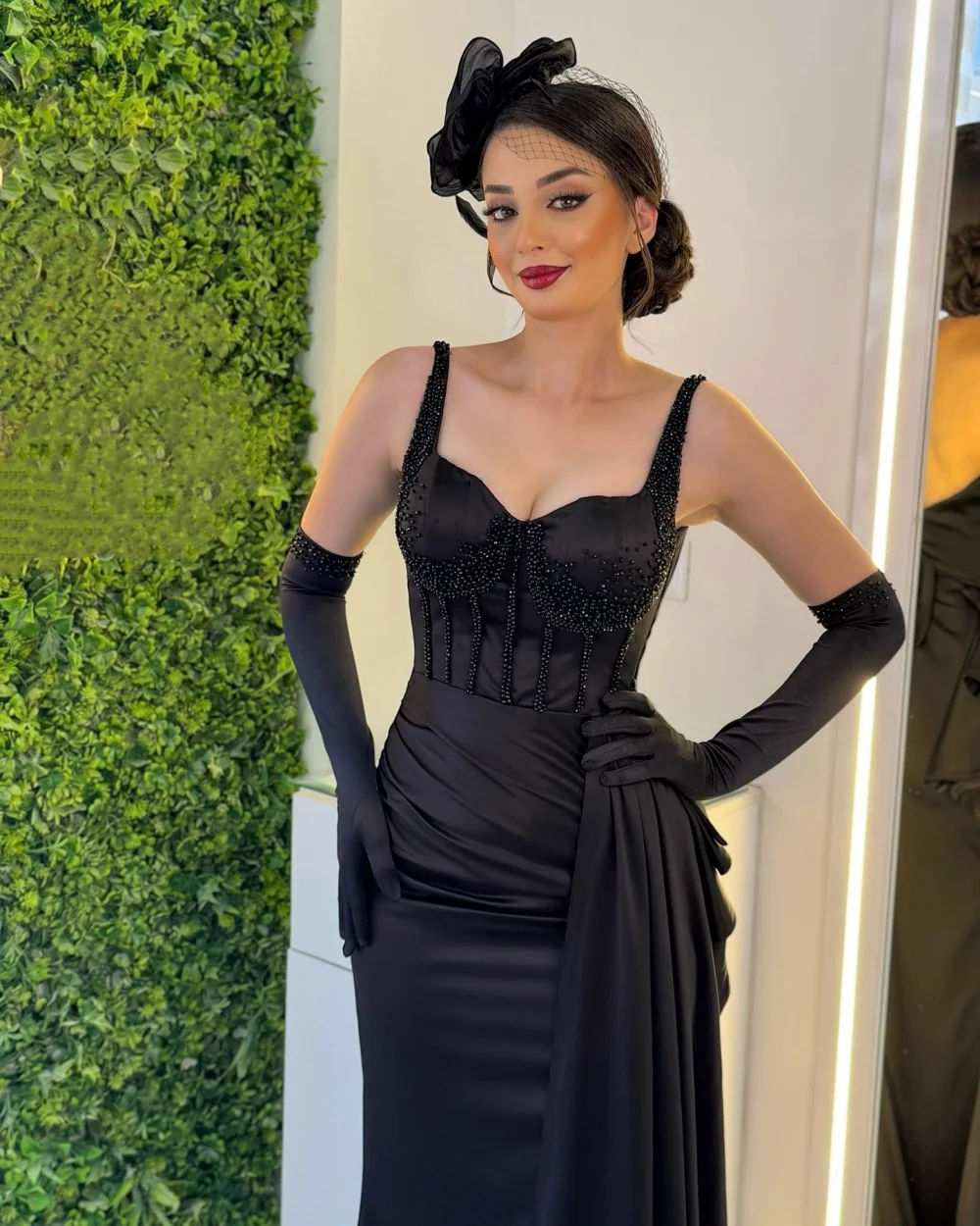 Customized Modern Style Classic Beading Ruched Mermaid Spaghetti strap Long Dresses Bespoke Occasion Dresses Sizes Available