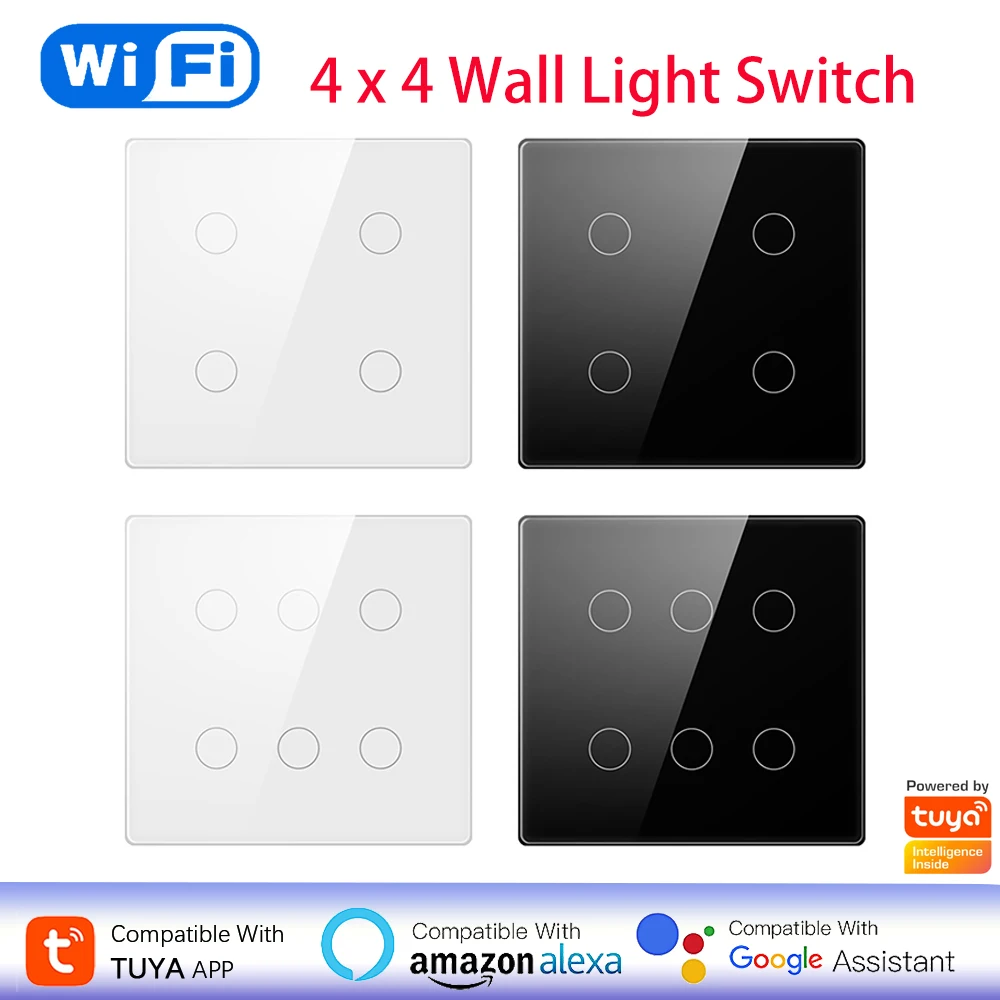 

Tuya WiFi Smart Light Switch 4 6Gang Touch Brasil 4x4 Panel Smartlife APP Remote Timing Control Works With Alexa Google Home