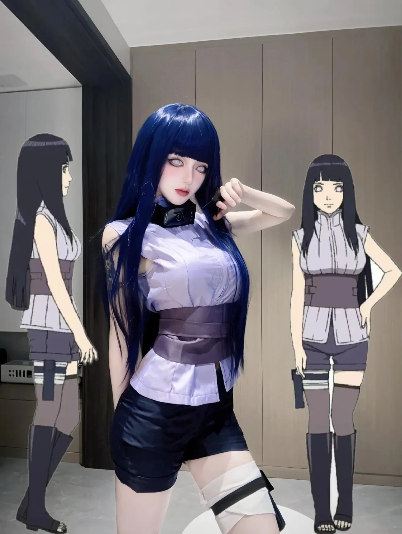 Hinata Hyuga Shippuden Generación Hinata camisa pantalones cinturón Cosplay disfraces Halloween carnaval disfraces peluca