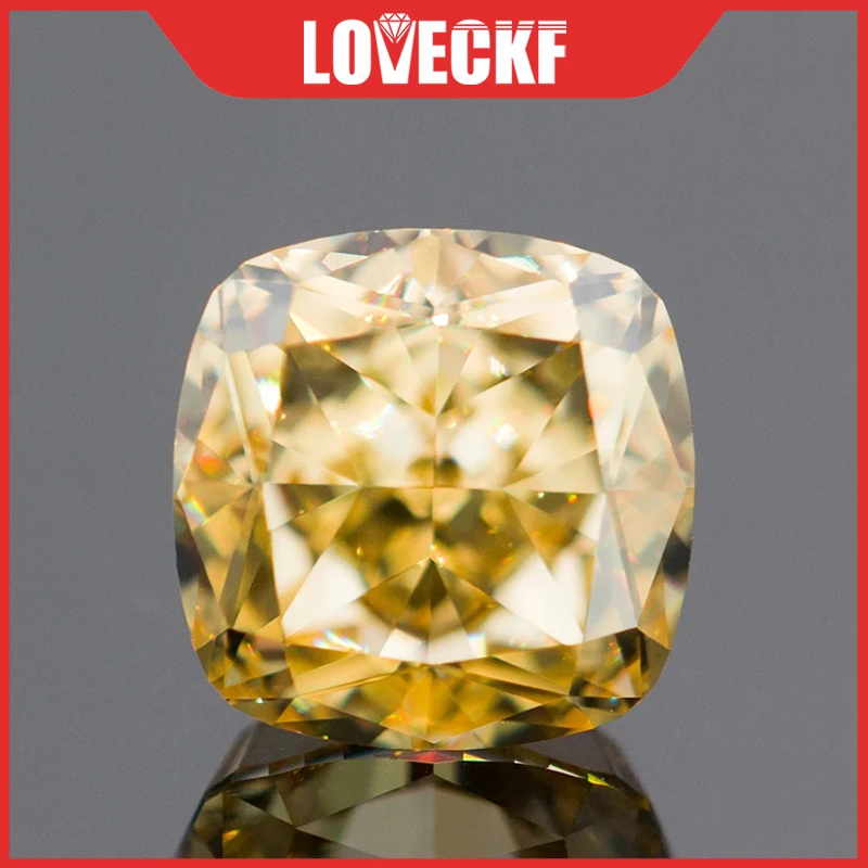 Golden Yellow Square Cushion Crushed Ice Cut Cubic Zirconia High Carbon Diamond CZ 4K Cutting 5A+ Quality for Jewelry Making