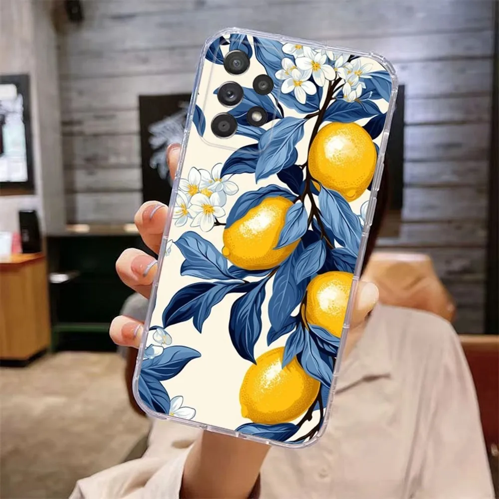 Mediterranean Lemon Phone Case For Samsung Galaxy A71,70,52,51,40,31,A50,30S,21S,Note20ultra Transparent Cover