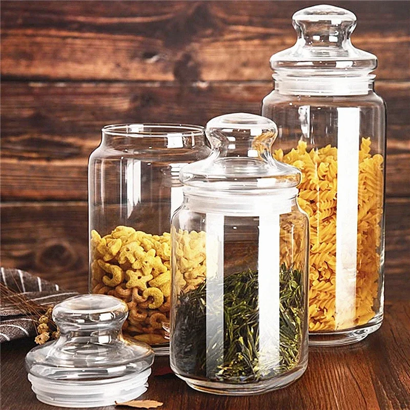 Transparent Useful Things for Kitchen Storage and Organization Glass Storage Jar Glass Jars With Lids Sealed Container & Gadgets