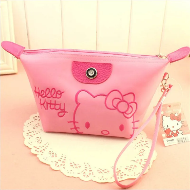 Sanrio Hello Kitty Makeup Bag Women Cartoon Handbag Portable Large Capacity Waterproof Traveling Organiser Bags Girlfriend Gift