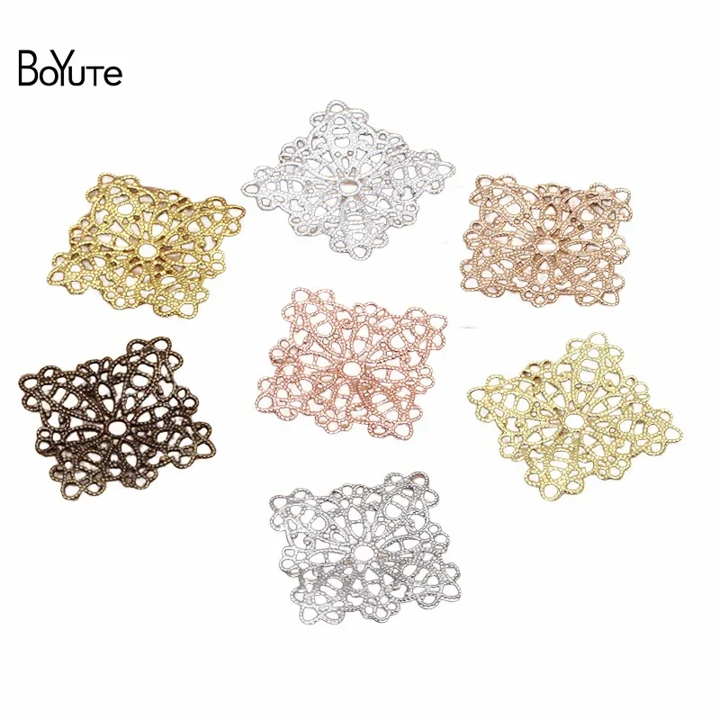 

BoYuTe (100 Pieces/Lot) 21MM Filigree Flower Findings Metal Brass Materials Vintage DIY Handmade Jewelry Accessories