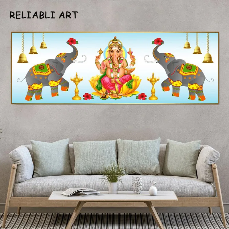 India Style Ganesha Shiva Buddha Portrait Poster and Print Canvas Painting Wall Art Pictures for Living Room Home Decor No Frame