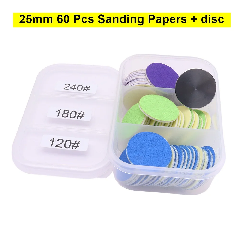60 Stück Schleifpapiers ch eiben mit Metall nagel bohrer, Ersatz selbst klebende Schleifpapiers ch eiben Pads 25mm elektrischer Fuß kallus – Detail 8