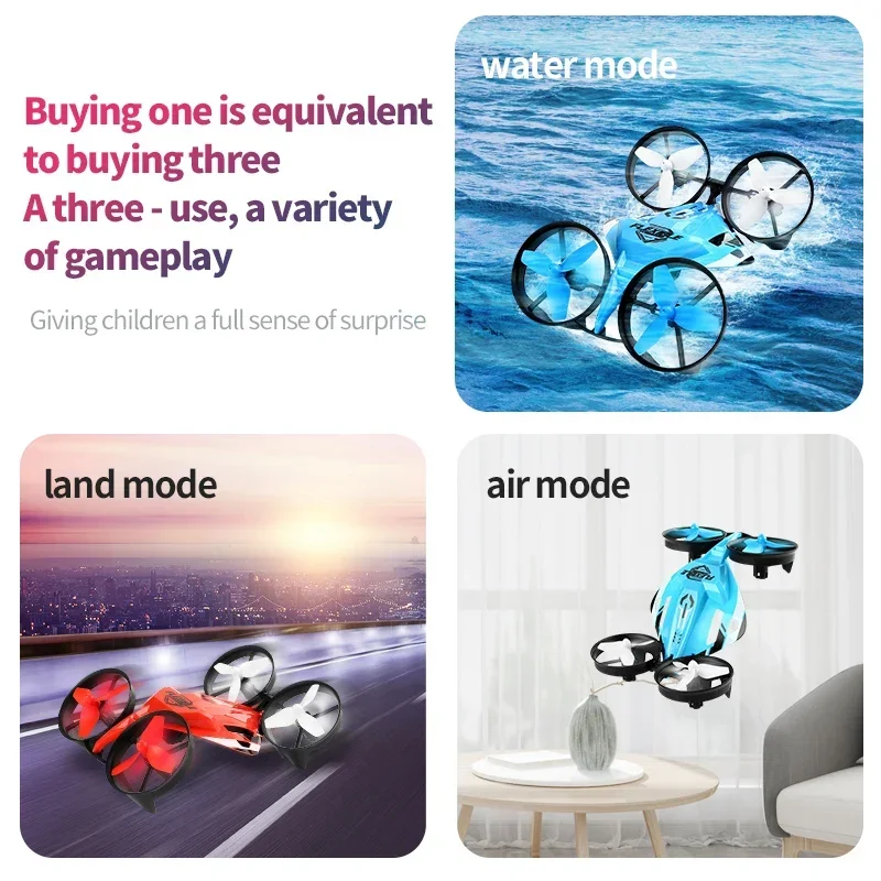 JJRC H113 Water, Land, and Air Three In One Mini Drone Stunt 360 Degree Waterproof Remote Control Vehicle Ship Aircraft