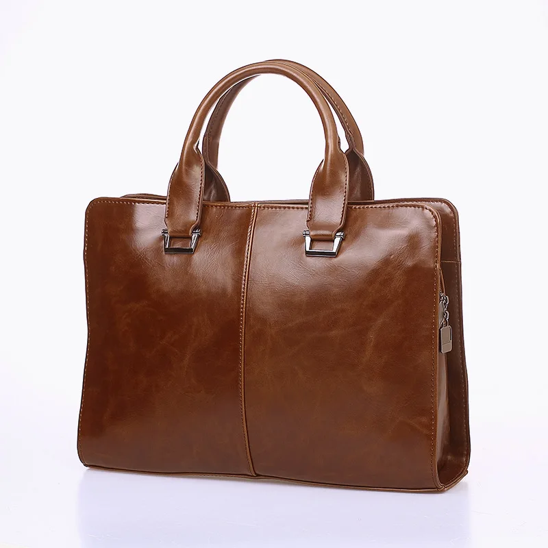 فاخر رجال الأعمال مكتب حقيبة الكمبيوتر المحمول حقيبة يد الذكور أعلى بولي Leather حقيبة جلدية رجل كبير الصلبة خمر حقائب كتف