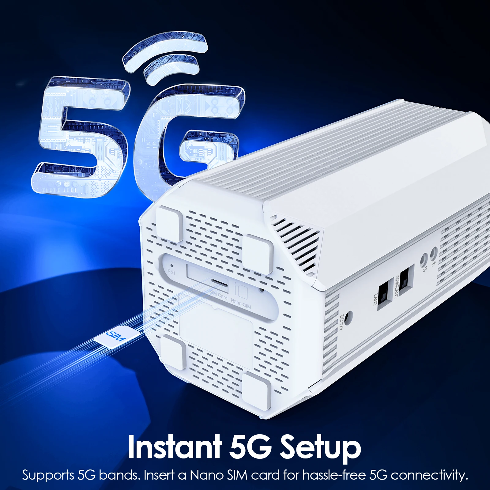 

WAVLINK AX3000 5G NR CPE-маршрутизатор Двухдиапазонный Wi-Fi 6-мешковый маршрутизатор со слотом для Nano SIM-карты, SA/NSA VPNs Идеально подходит для домашнего и офисного использования