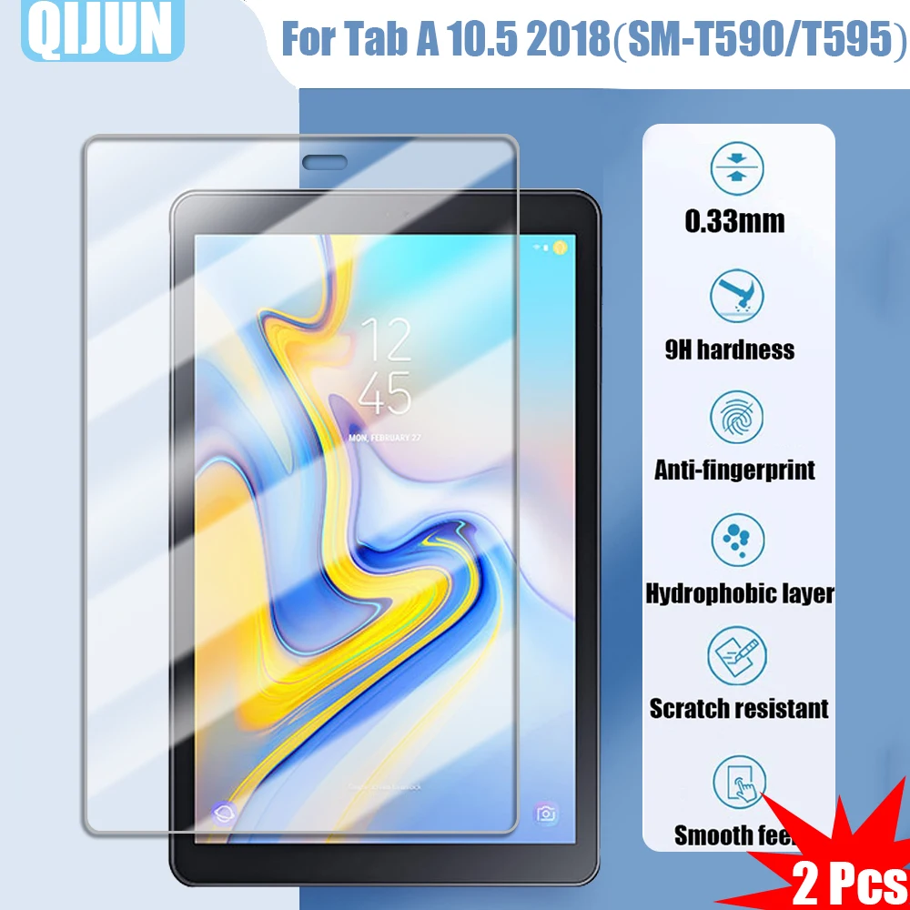 Tablet glass for Samsung Galaxy Tab A 10.5 2018 Tempered film Explosion proof and scratch resistant waterpro 2 Pcs SM-T590 T595