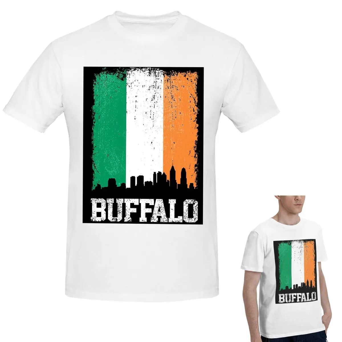 

Винтажная футболка из 100% хлопка с ирландским флагом Баффало, футболка Skyline Pride, мужская модная футболка большого размера, мужские летние рубашки с круглым вырезом, топы S-6XL