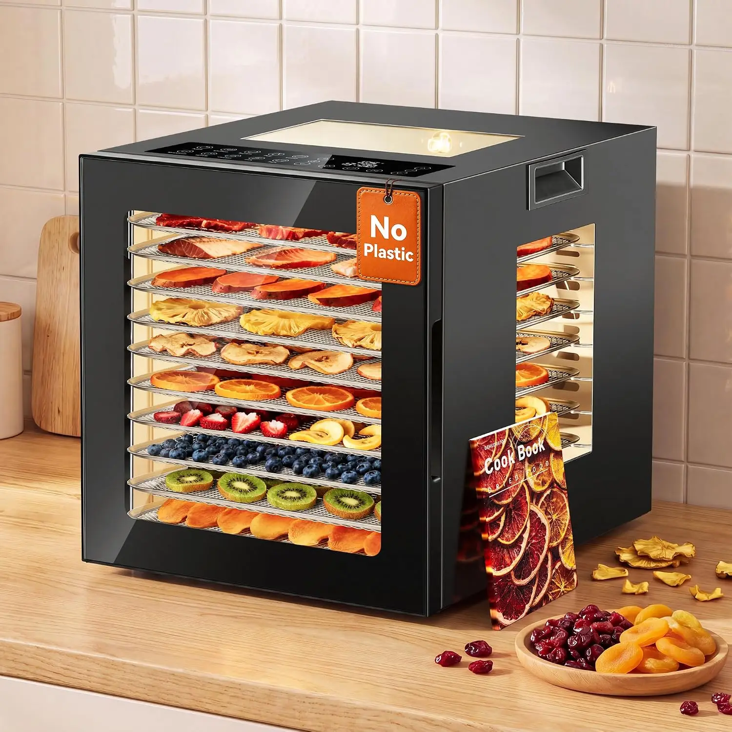 Food Dehydrator Machine 10 Stainless Steel Trays, 850W Dryer for Meat Jerky, Fruit, Herbs, Yogurt & Dog Treats, 95-167℉ Dehydrat
