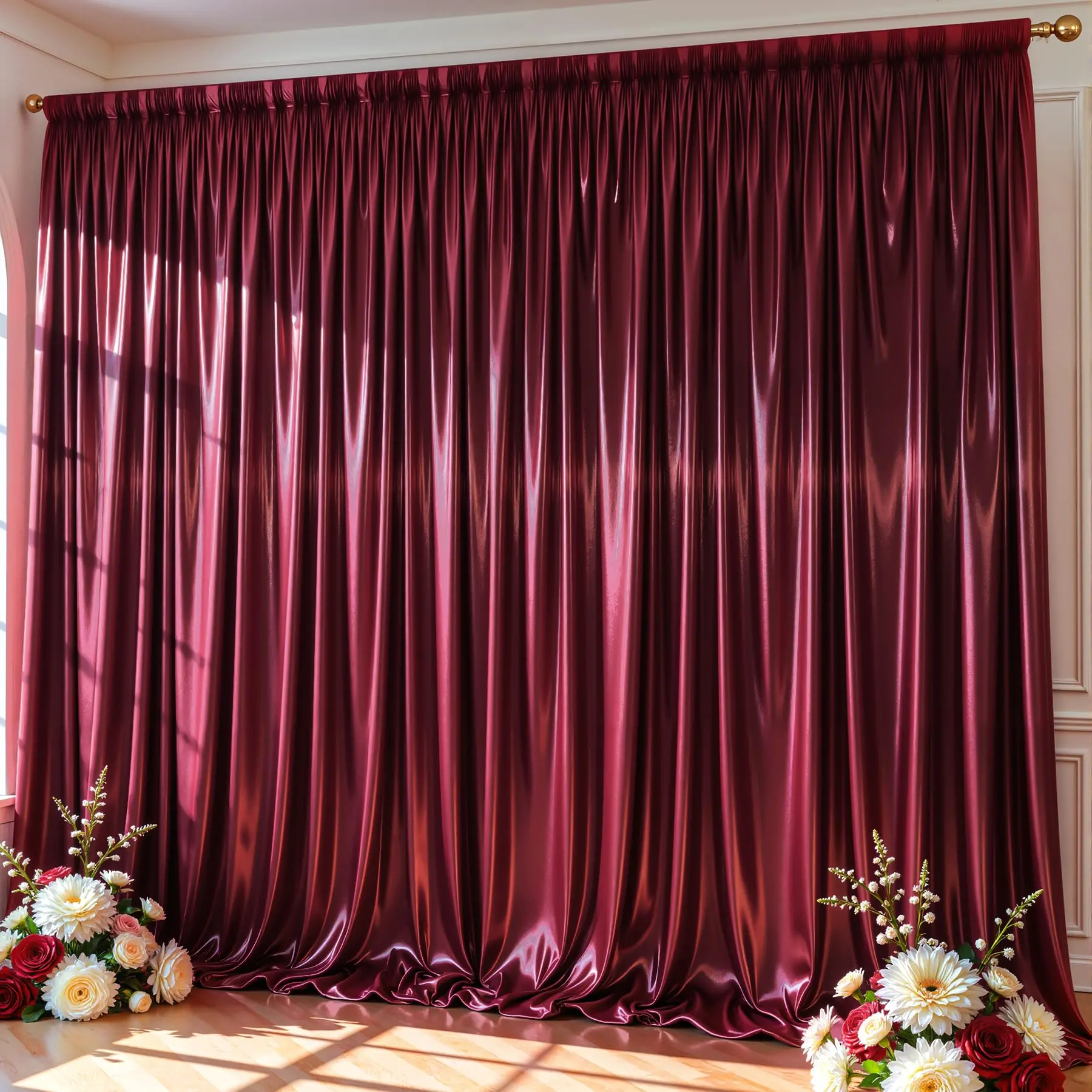 1PC Gold Satin Backdrop Curtain Background Drapes Sparkle Photography Backdrop for Party Wedding Baby Birthday Wall Decor