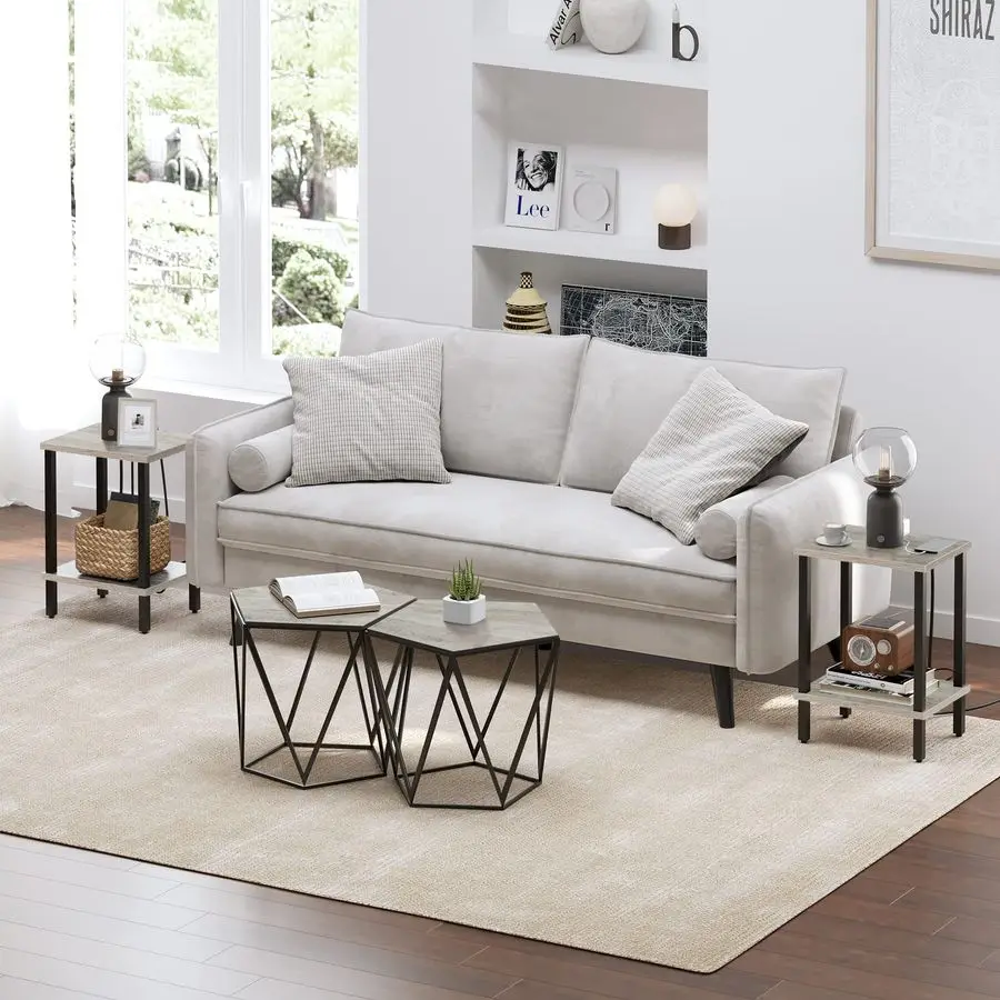 

End Table, Set of 2, Side Table, Nightstand, 2Tier Storage Shelf, Sofa Table for Small Space, Living Room, Bed Room TB01BG035