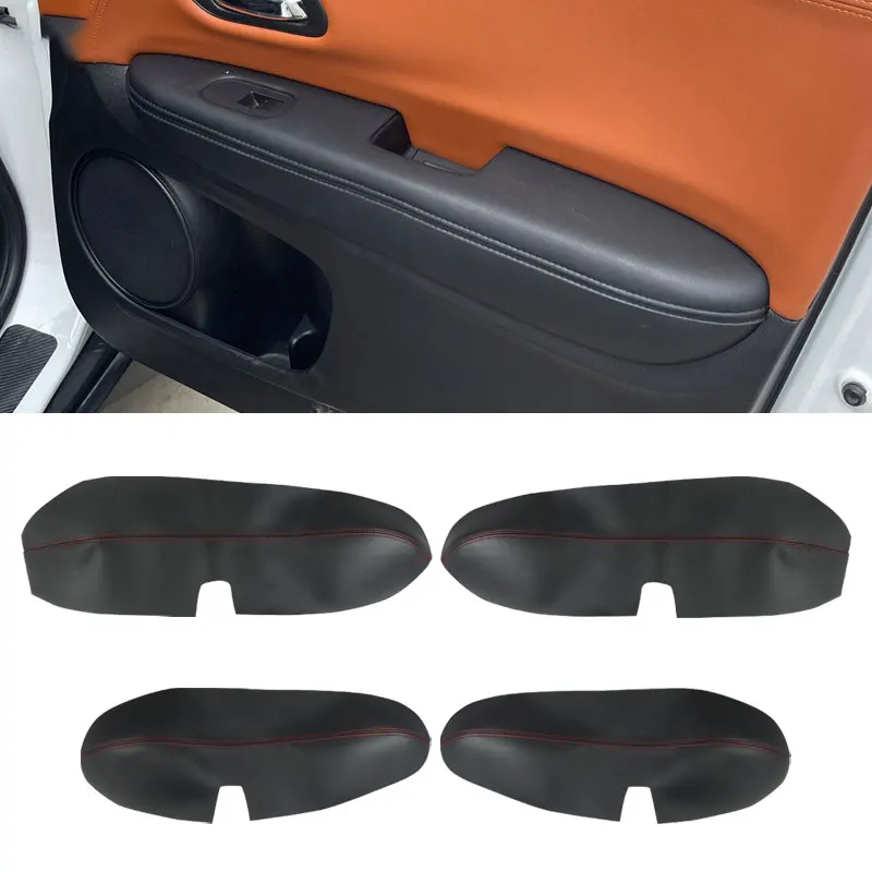 

For Honda XRV Vezel H-RV 4pcs Microfiber Leather Interior Door Armrest Panel Cover Protective Trim