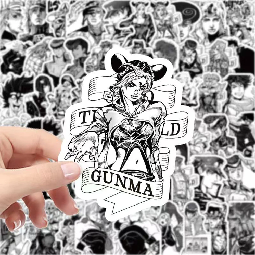 10/30/63Pcs Jojo Bizarre Adventure Kujo Jotaro Stickers Jolyne Cujoh Anime Sticker Skateboard Bike Laptop Black And White Decal