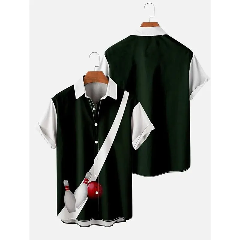 Camisa hawaiana con estampado de llama de bolos de gatito divertido para hombre, solapa informal a la moda, Top abierto abotonado