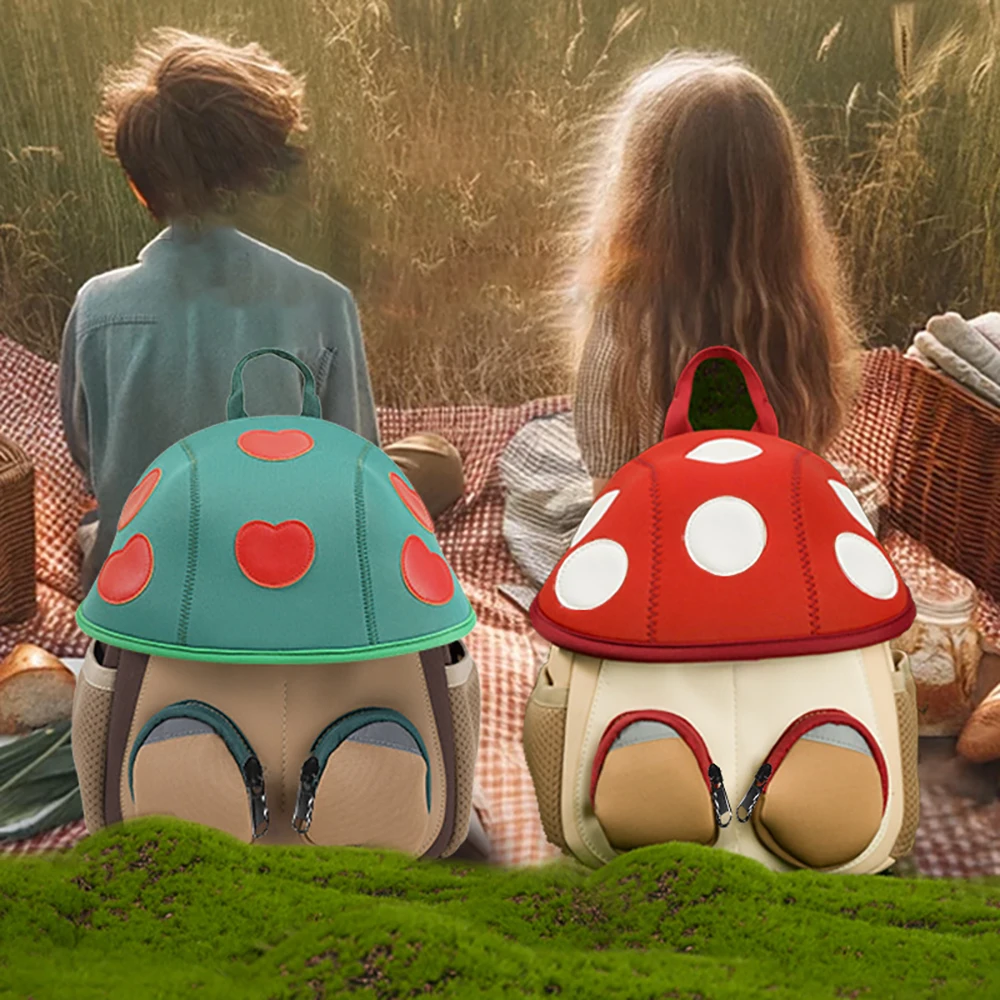 

Whimsical Mushroom Kids Backpacks - Lightweight & Breathable Preschool Bags With Cute Dot Patterns Perfect For Boys & Girls'