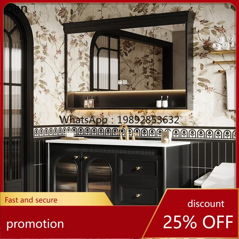 

YFY oak floor-to-ceiling French retro bathroom cabinet combination toilet washbasin cabinet