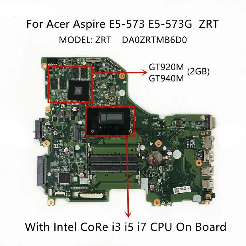 

DA0ZRTMB6D0 For Acer Aspire E5-573 main board i3 i5 i7 GT920M/GT940M 2GB/4GB-Used