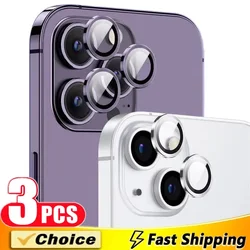 3Pcs Metal Lens Protector Glass For iPhone 14 13 12 11 15 16 Pro Max Mini Back Camera Lens Protective Film For iPhone 16 15 Plus
