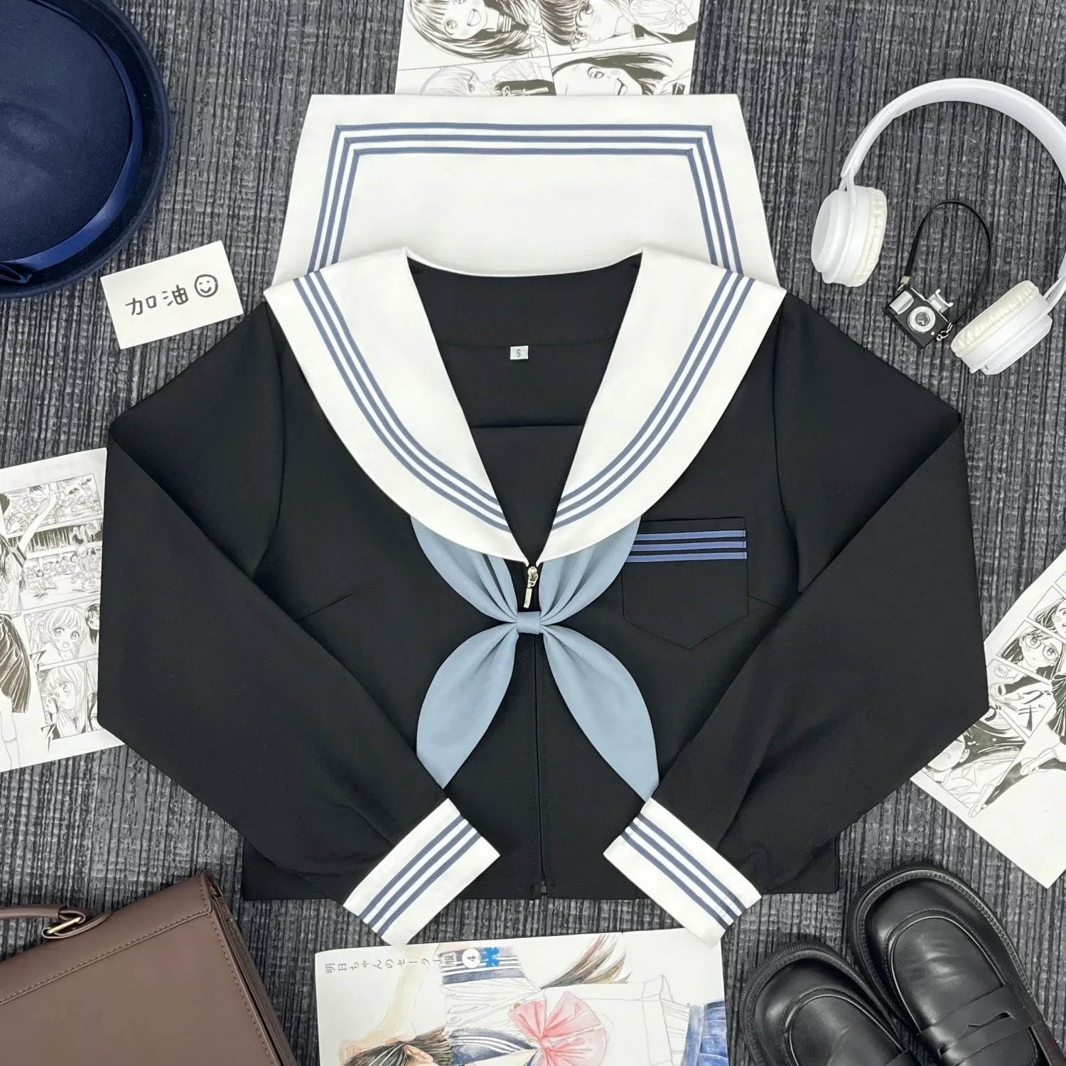 Abito da marinaio giapponese Ragazza carina Uniforme Jk Dark Bad Girl Abito centrale Autunno e inverno Uniforme da studente delle scuole superiori in stile college