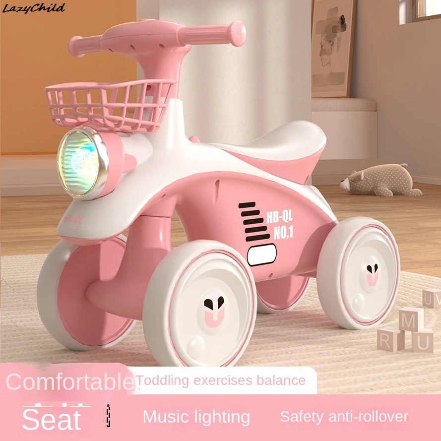 Lazychild Children's Balance Car Without Pedal 1-3 Years Old Baby Scooter Child Scooter Baby Walker Yo-yo Four Wheels News