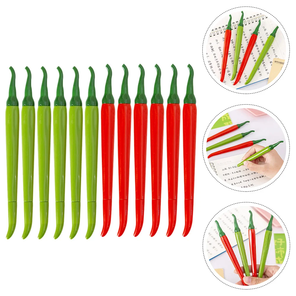 12 Pcs Gel Pen Artificial Chili Pepper Vegetable Shaped for Peppers Neutral Pens Drawing Student Stationery