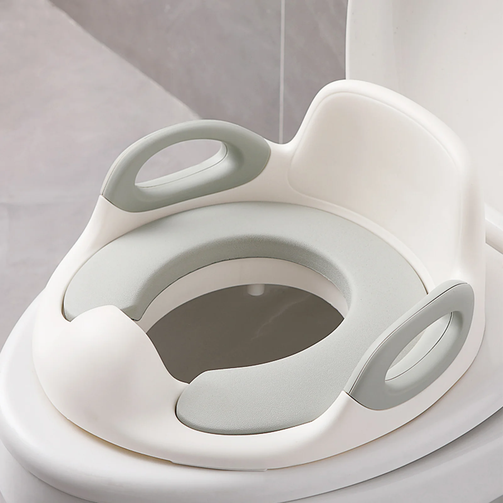 

Children's Toilet Seat PP and PU with Handle and Splash Guard Potty Trainer Toilet Seat WC Potty Training Seats Special Seat