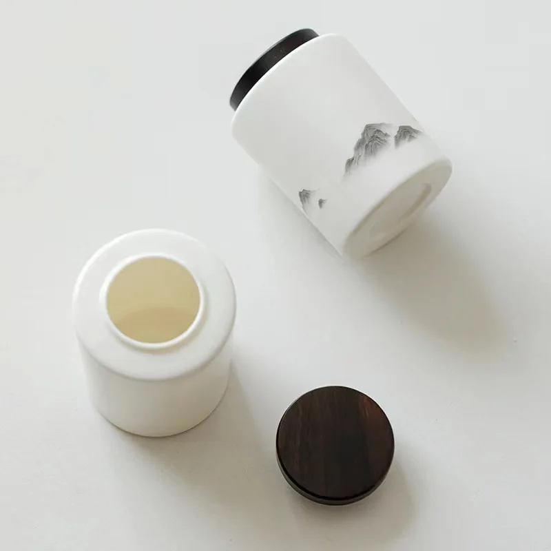 White Jade White Porcelain Small Tea Jar Sealed Jar in Bulk Boutique Ceramic Tea Box Tea Storage